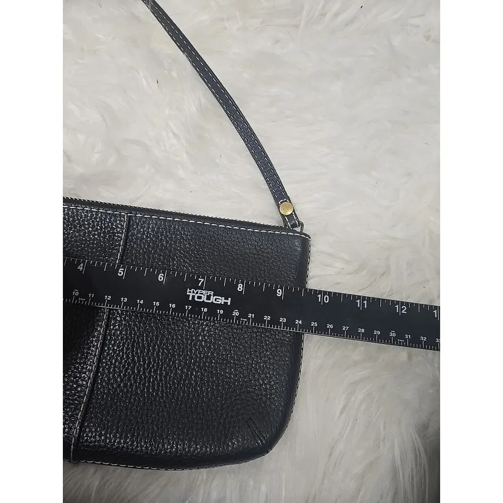 VTG GAP Black Wristlet Pebble Cow Leather Polka Dot Lining Small Y2K‎